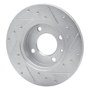 Audi 4000 Brake Rotor (1) - Front Left - R1 Concepts - Drilled & Slotted - Silver - `73-`05